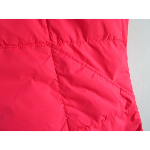 Lipstick Red Down Feather Quilted Puffer Vest Lands End Large Snap Up GUC - Picture 6 of 16